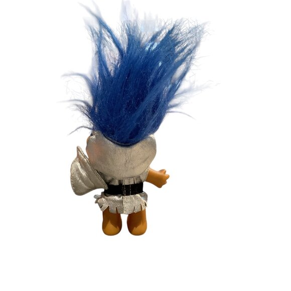 RUSS Gladiator Spartan Troll 5" Doll Blue Hair Silver Garb Vintage NO Sword - Picture 4 of 6